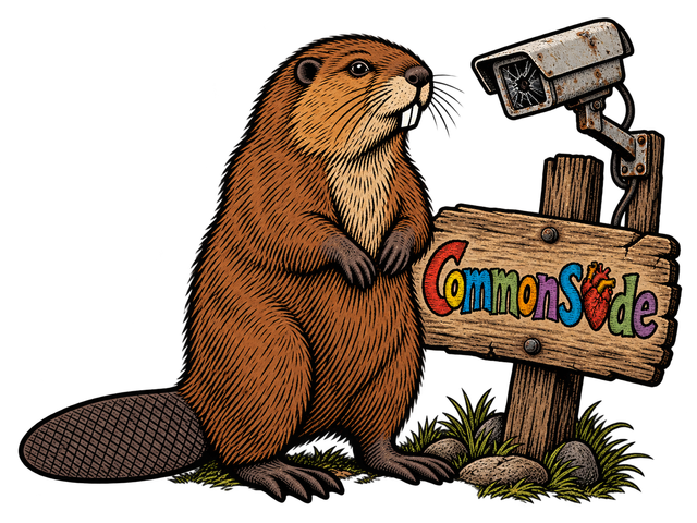 Commonside beaver at the privacy signpost
